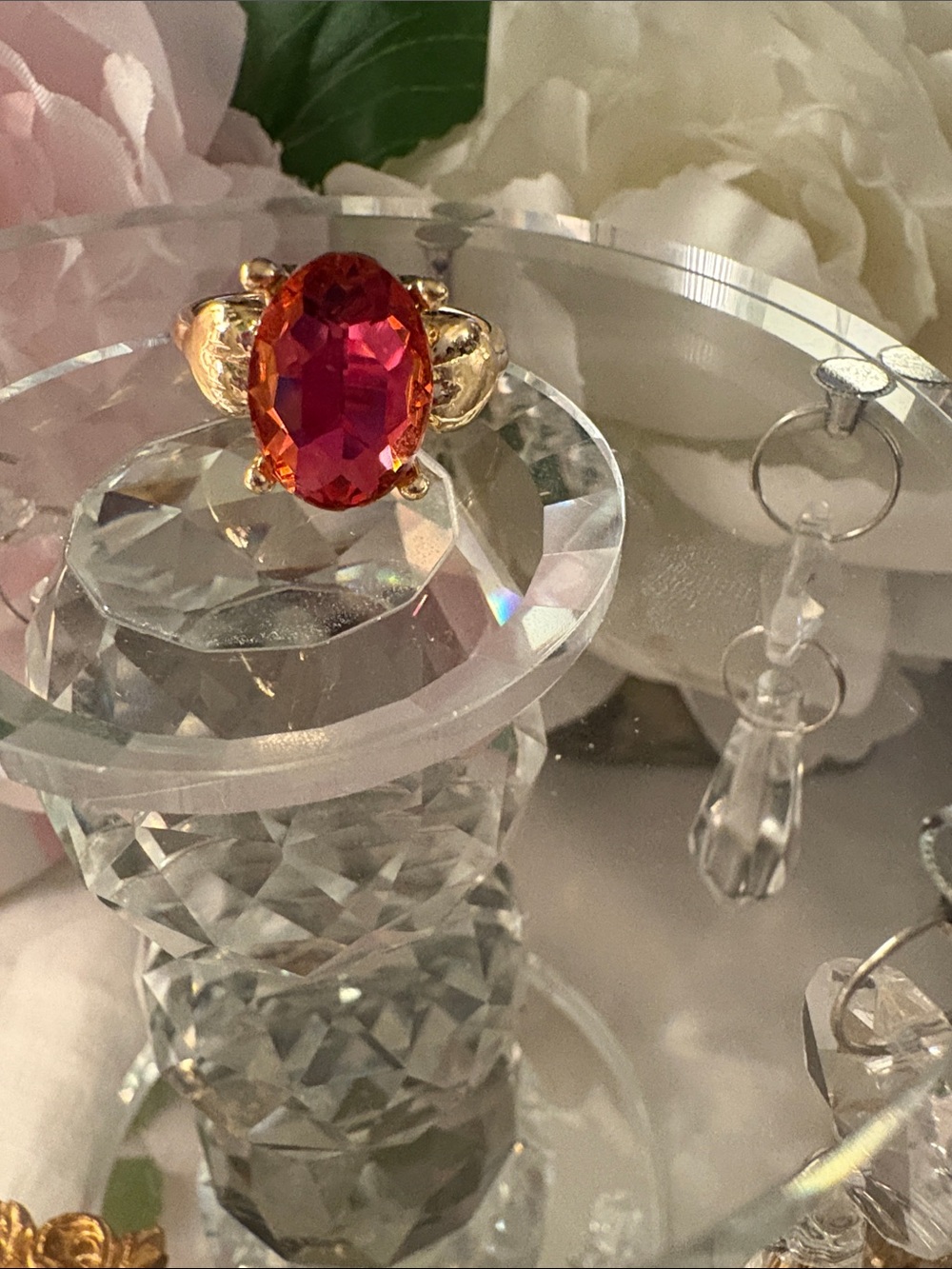 Deep Pink Red Oval  Austrian Crystal .